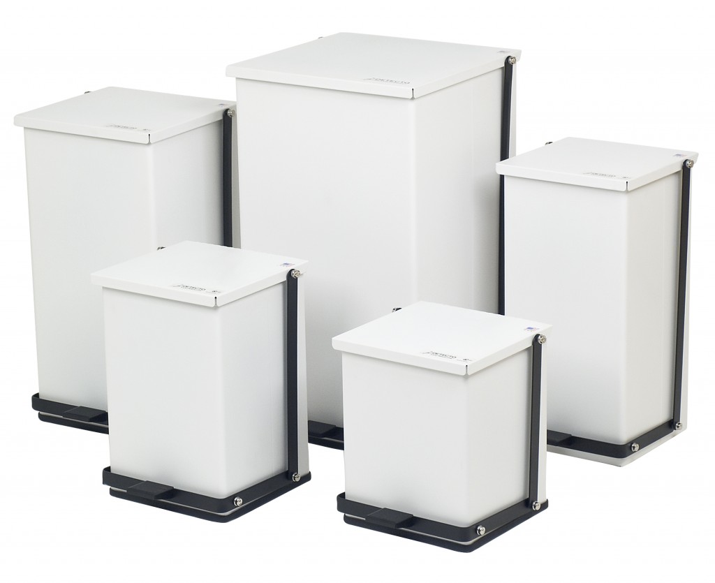Can Step-On l Detecto® Square, White Steel Baked Enamel by Detecto  ID P-32